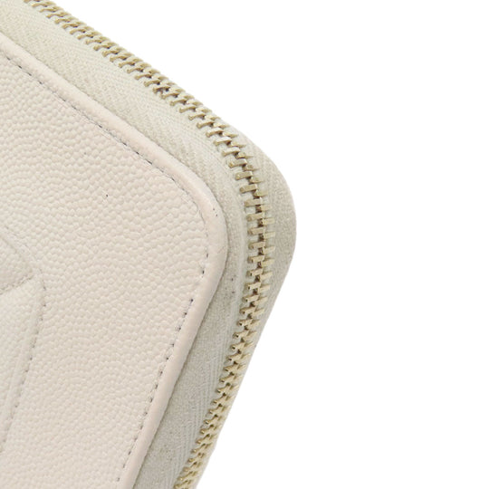 CHANEL Long Wallet Purse Grained Calfskin Skin white Mademoiselle Gold Metal