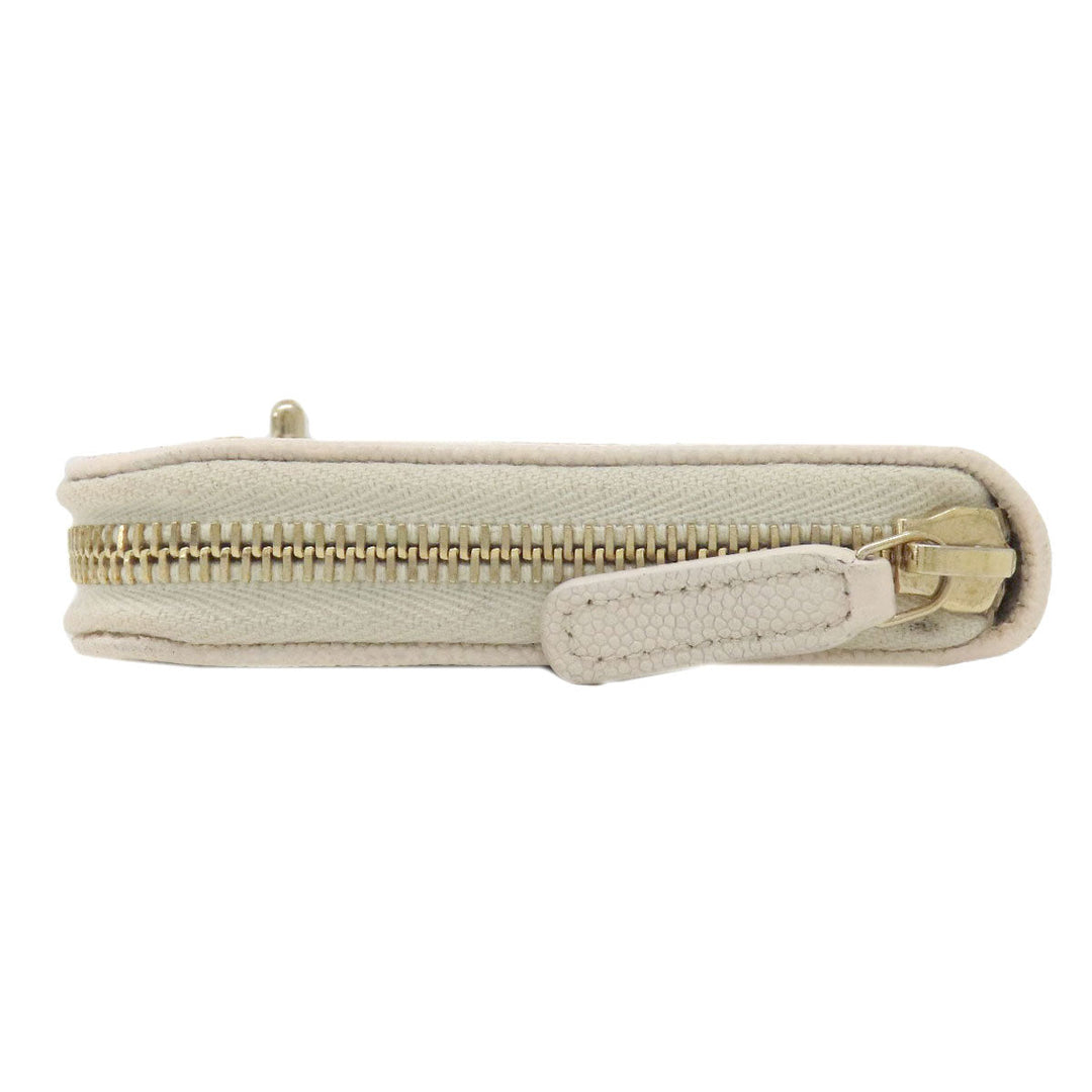 CHANEL Long Wallet Purse Grained Calfskin Skin white Mademoiselle Gold Metal