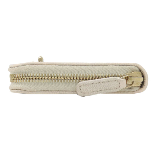 CHANEL Long Wallet Purse Grained Calfskin Skin white Mademoiselle Gold Metal