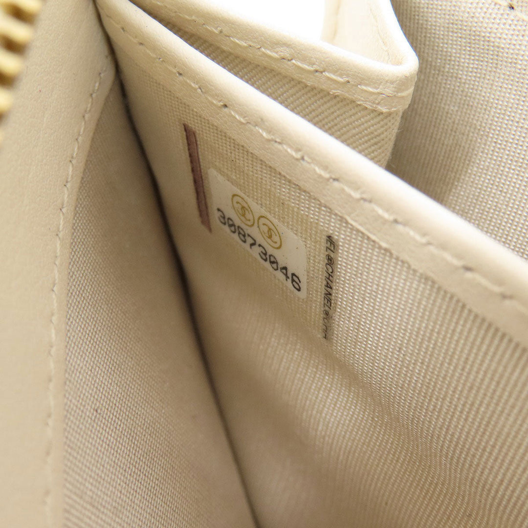 CHANEL Long Wallet Purse Grained Calfskin Skin white Mademoiselle Gold Metal