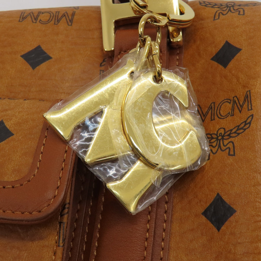 MCM Boston Duffel bag PVC Brown logo Women Used Authentic