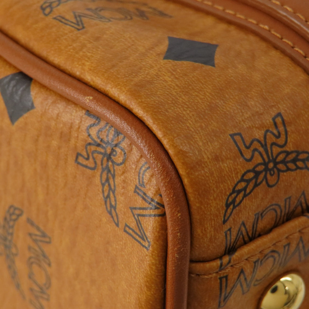 MCM Boston Duffel bag PVC Brown logo Women Used Authentic