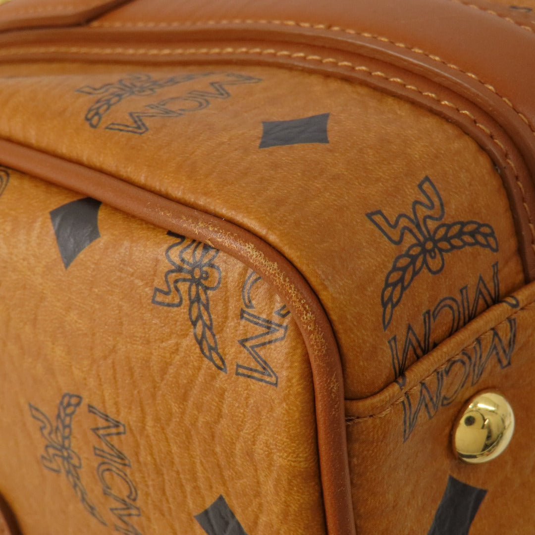 MCM Boston Duffel bag PVC Brown logo Women Used Authentic