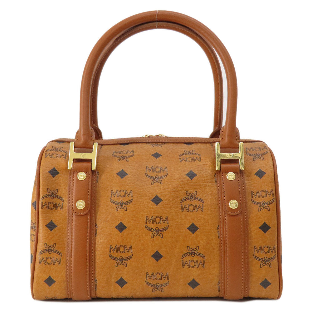 MCM Boston Duffel bag PVC Brown logo Women Used Authentic