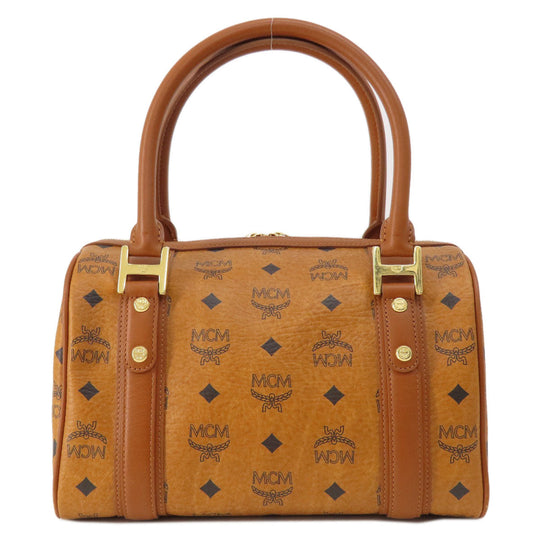 MCM Boston Duffel bag PVC Brown logo Women Used Authentic