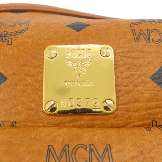 MCM Boston Duffel bag PVC Brown logo Women Used Authentic