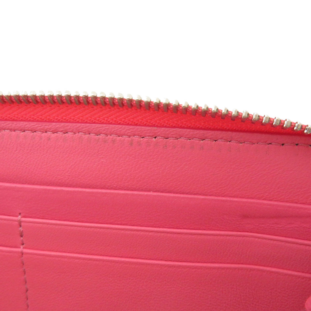 JIMMY CHOO Long Wallet Purse Calfskin pink Logo motif Women Used Authentic