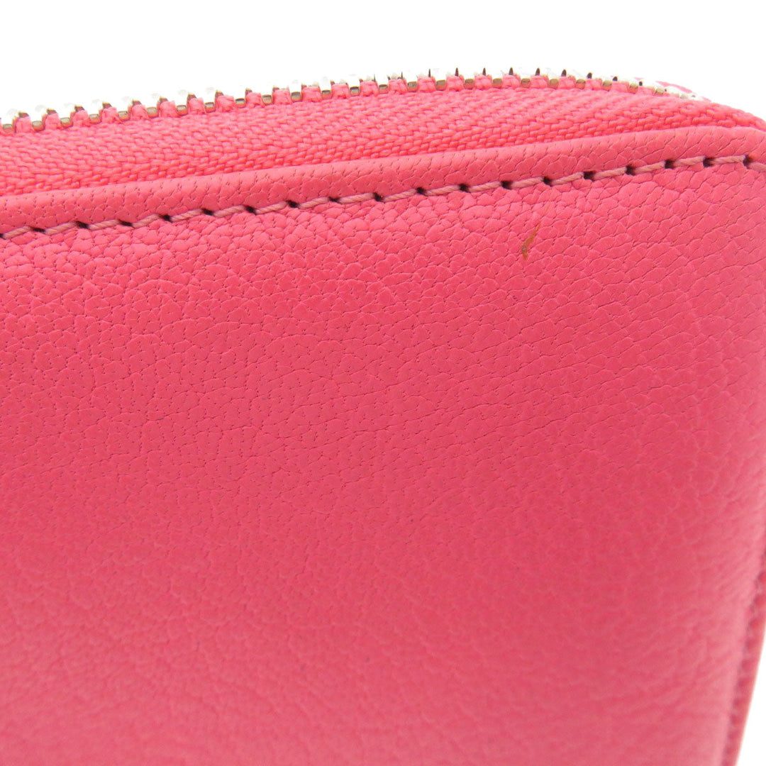 JIMMY CHOO Long Wallet Purse Calfskin pink Logo motif Women Used Authentic
