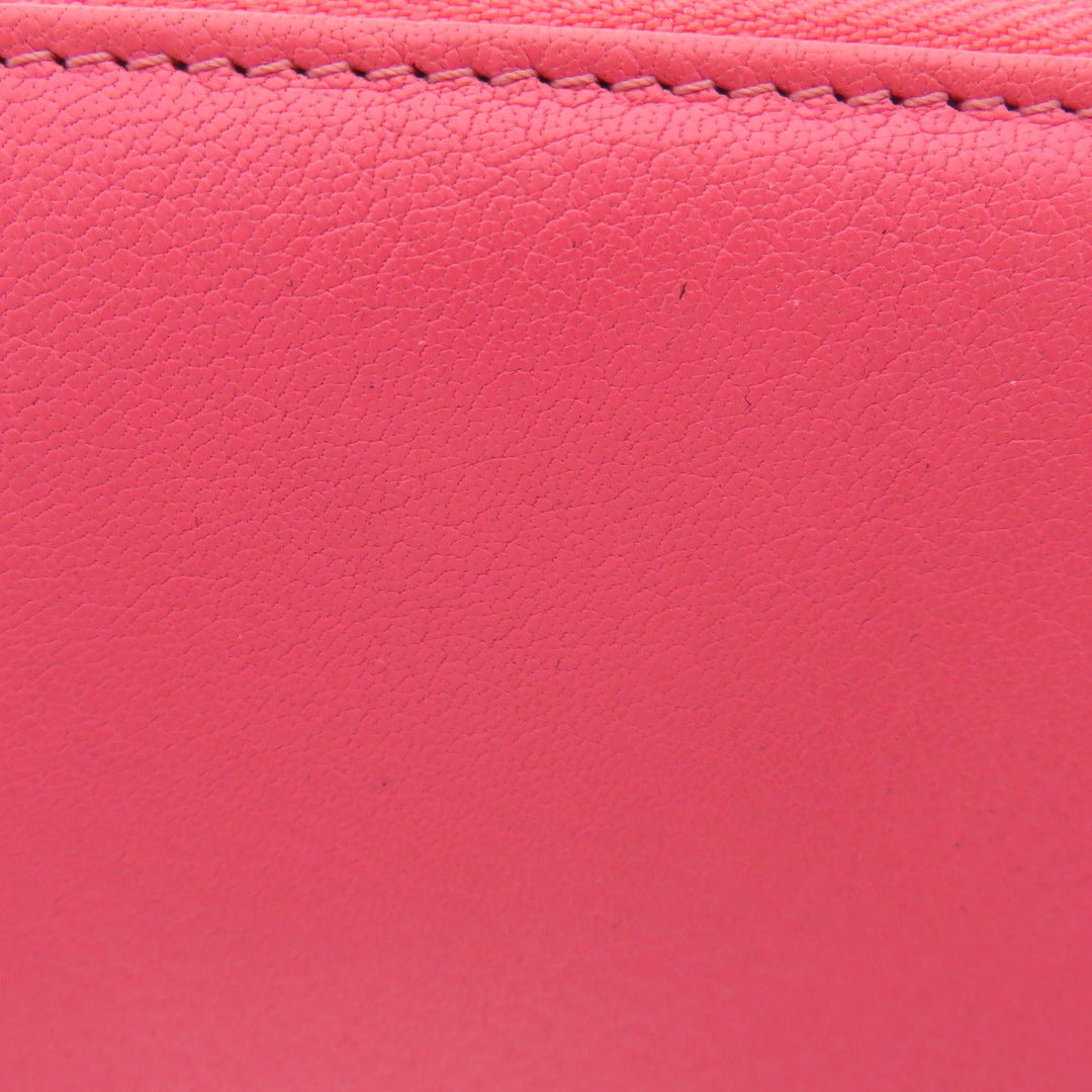 JIMMY CHOO Long Wallet Purse Calfskin pink Logo motif Women Used Authentic