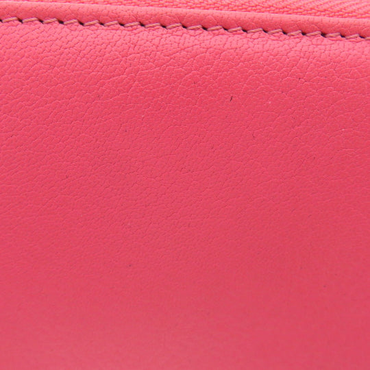 JIMMY CHOO Long Wallet Purse Calfskin pink Logo motif Women Used Authentic