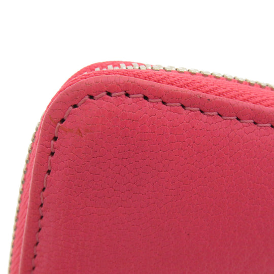JIMMY CHOO Long Wallet Purse Calfskin pink Logo motif Women Used Authentic