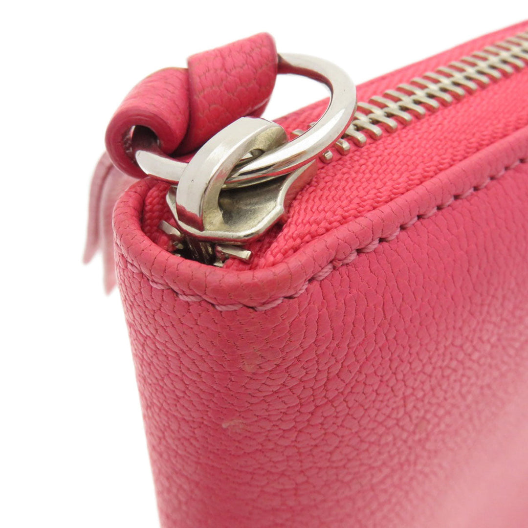 JIMMY CHOO Long Wallet Purse Calfskin pink Logo motif Women Used Authentic