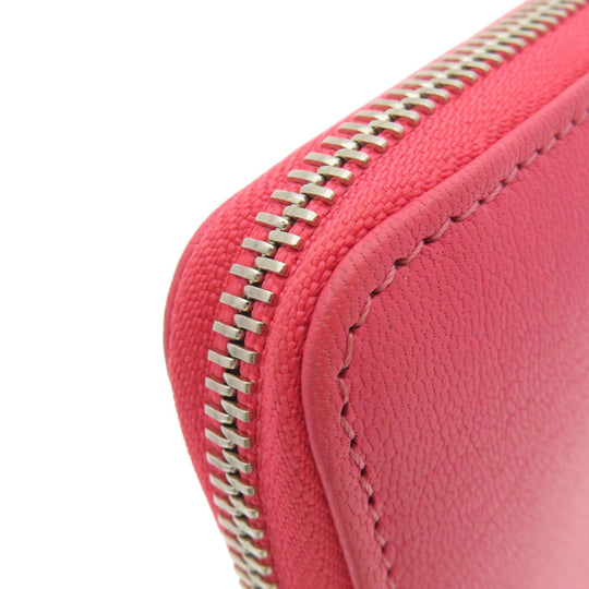 JIMMY CHOO Long Wallet Purse Calfskin pink Logo motif Women Used Authentic