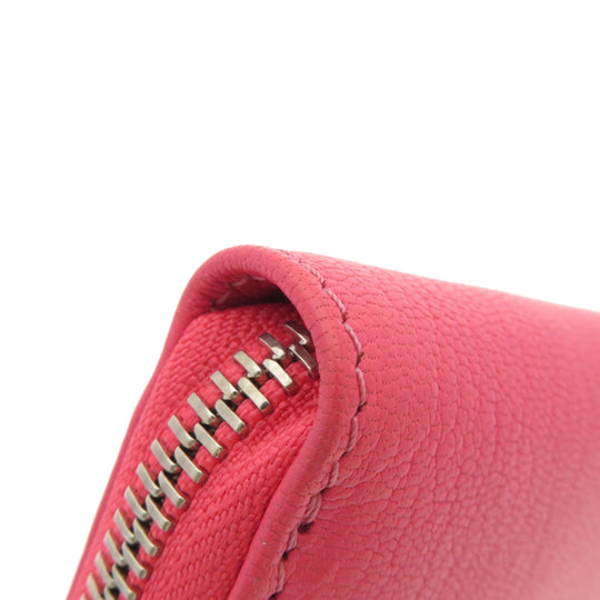 JIMMY CHOO Long Wallet Purse Calfskin pink Logo motif Women Used Authentic