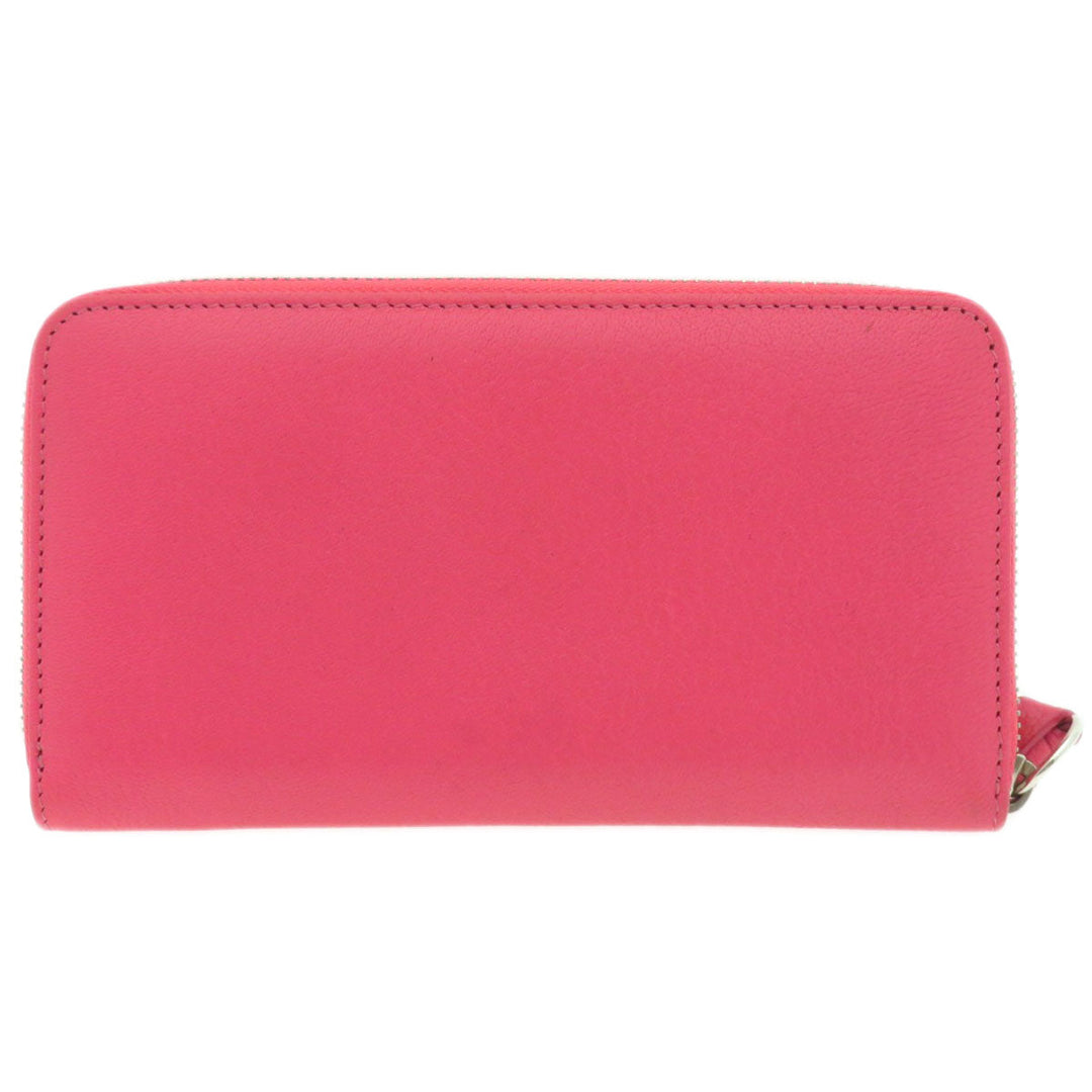 JIMMY CHOO Long Wallet Purse Calfskin pink Logo motif Women Used Authentic