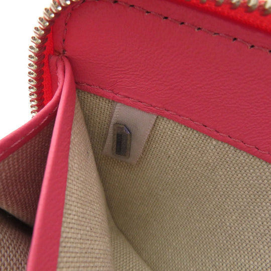 JIMMY CHOO Long Wallet Purse Calfskin pink Logo motif Women Used Authentic