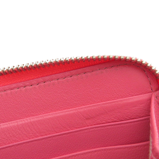 JIMMY CHOO Long Wallet Purse Calfskin pink Logo motif Women Used Authentic