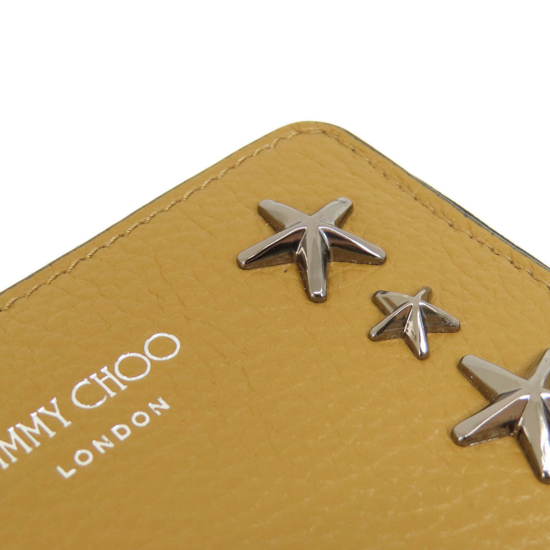 JIMMY CHOO Coin case leather Brown Star motif Women Used Authentic