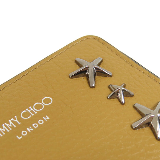 JIMMY CHOO Coin case leather Brown Star motif Women Used Authentic