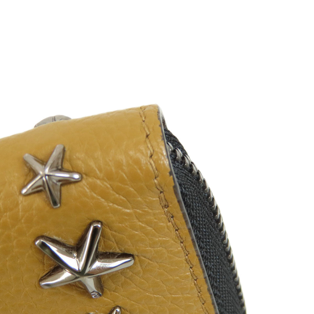 JIMMY CHOO Coin case leather Brown Star motif Women Used Authentic