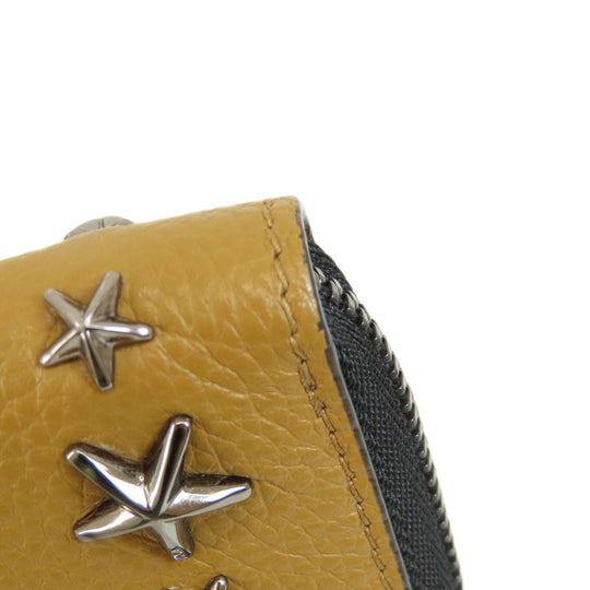 JIMMY CHOO Coin case leather Brown Star motif Women Used Authentic