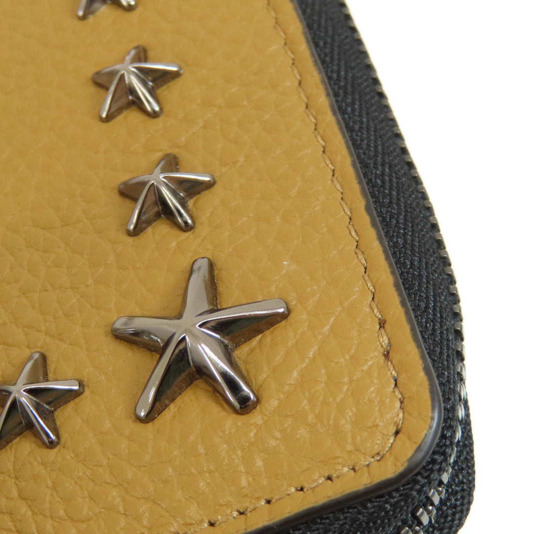 JIMMY CHOO Coin case leather Brown Star motif Women Used Authentic