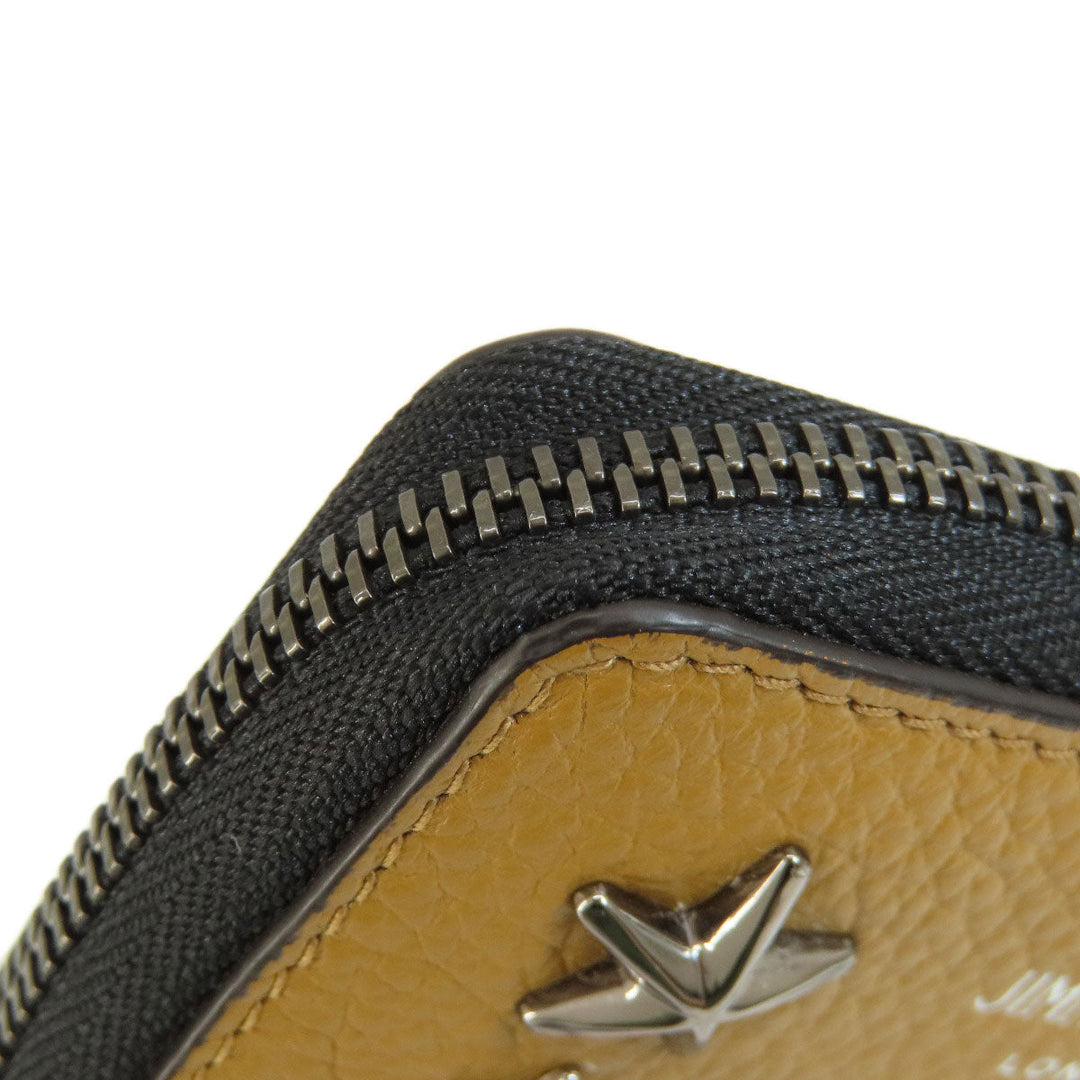 JIMMY CHOO Coin case leather Brown Star motif Women Used Authentic