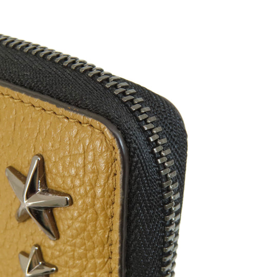 JIMMY CHOO Coin case leather Brown Star motif Women Used Authentic