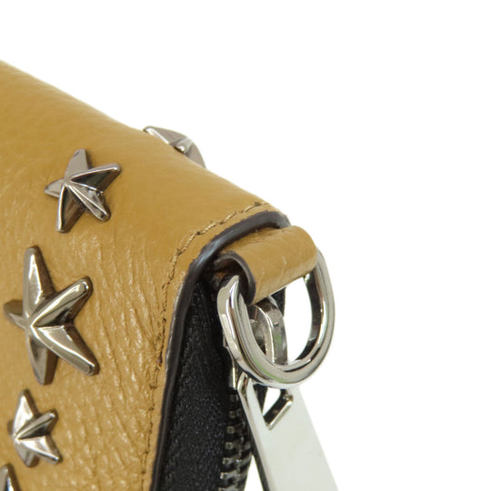 JIMMY CHOO Coin case leather Brown Star motif Women Used Authentic