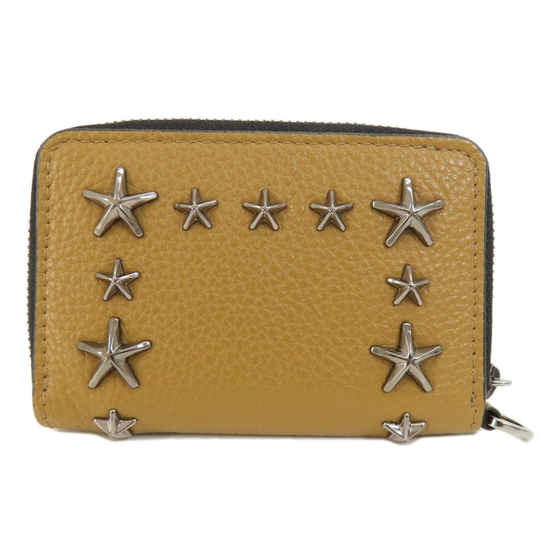 JIMMY CHOO Coin case leather Brown Star motif Women Used Authentic