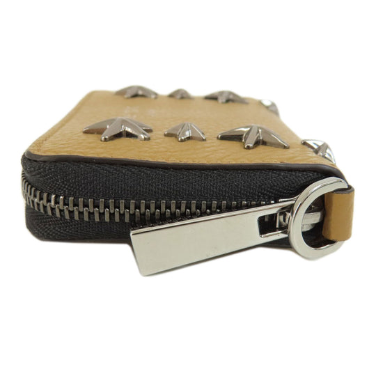 JIMMY CHOO Coin case leather Brown Star motif Women Used Authentic