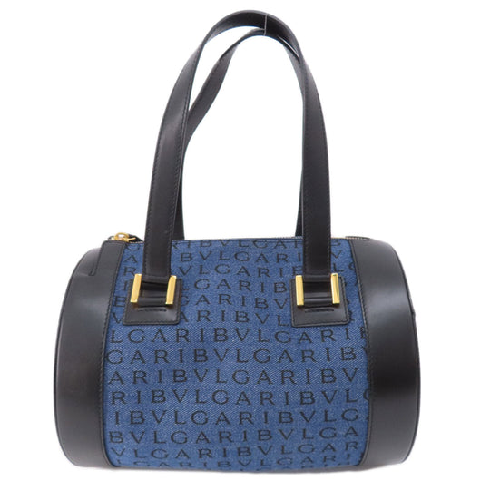 BVLGARI Handbag denim blue Logomania B Zero One Women Used Authentic