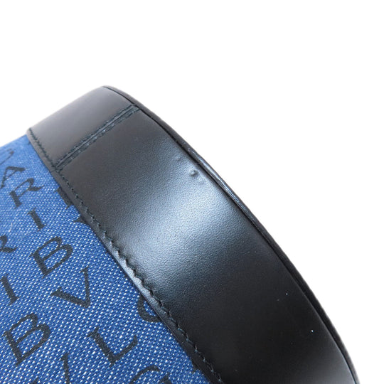 BVLGARI Handbag denim blue Logomania B Zero One Women Used Authentic