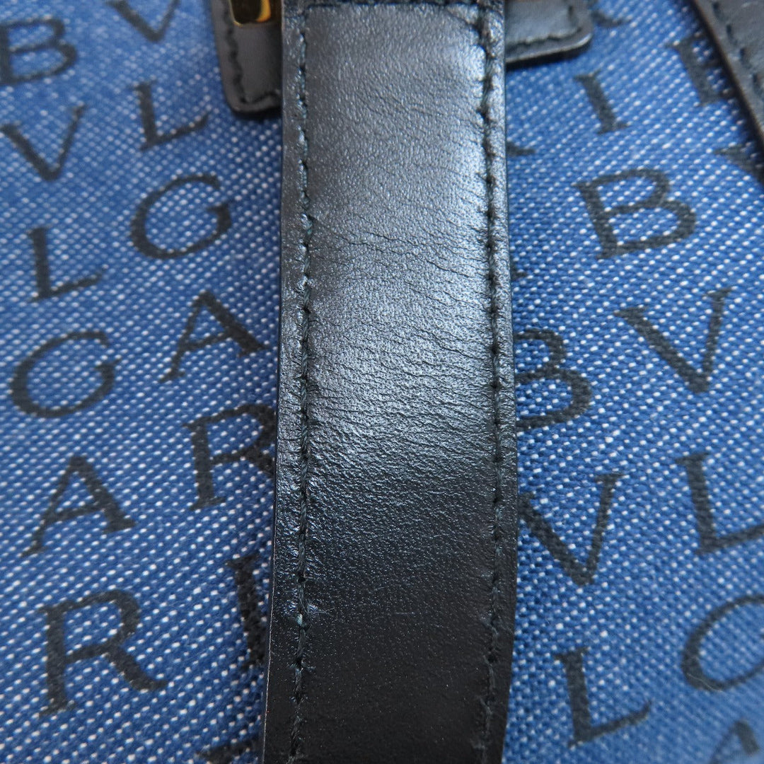 BVLGARI Handbag denim blue Logomania B Zero One Women Used Authentic