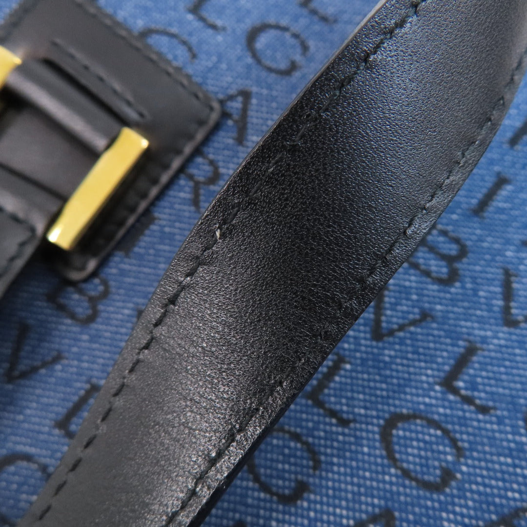 BVLGARI Handbag denim blue Logomania B Zero One Women Used Authentic