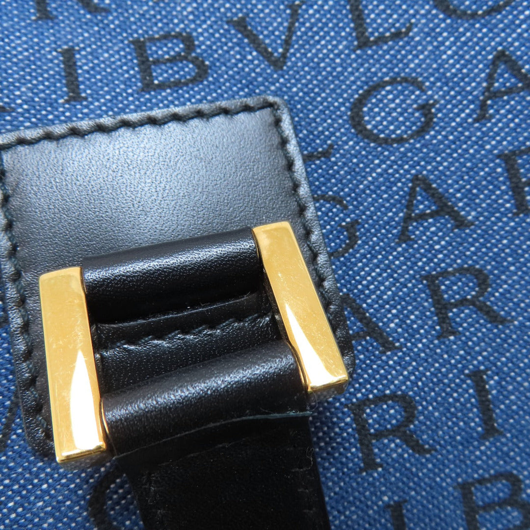 BVLGARI Handbag denim blue Logomania B Zero One Women Used Authentic