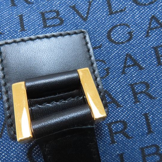 BVLGARI Handbag denim blue Logomania B Zero One Women Used Authentic