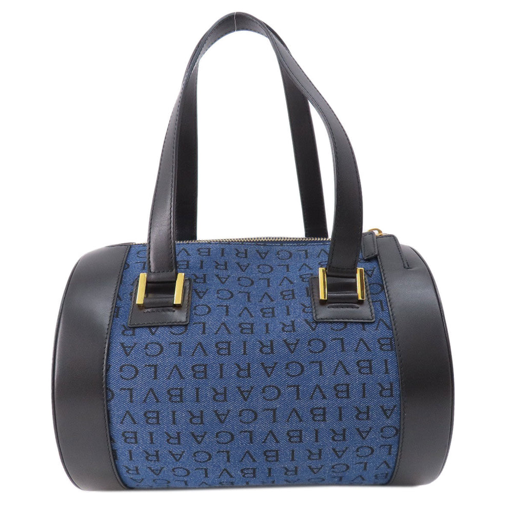 BVLGARI Handbag denim blue Logomania B Zero One Women Used Authentic