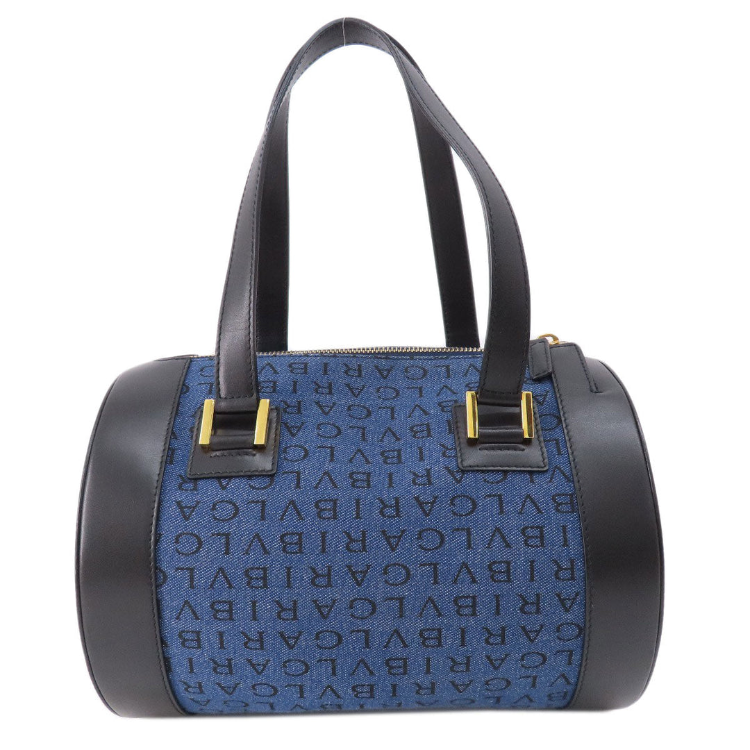 BVLGARI Handbag denim blue Logomania B Zero One Women Used Authentic
