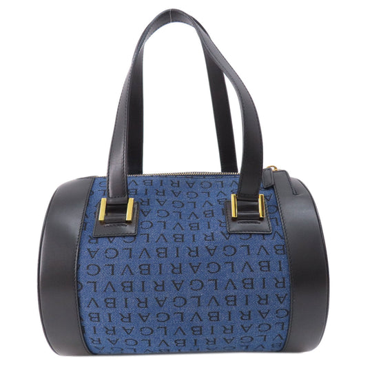 BVLGARI Handbag denim blue Logomania B Zero One Women Used Authentic