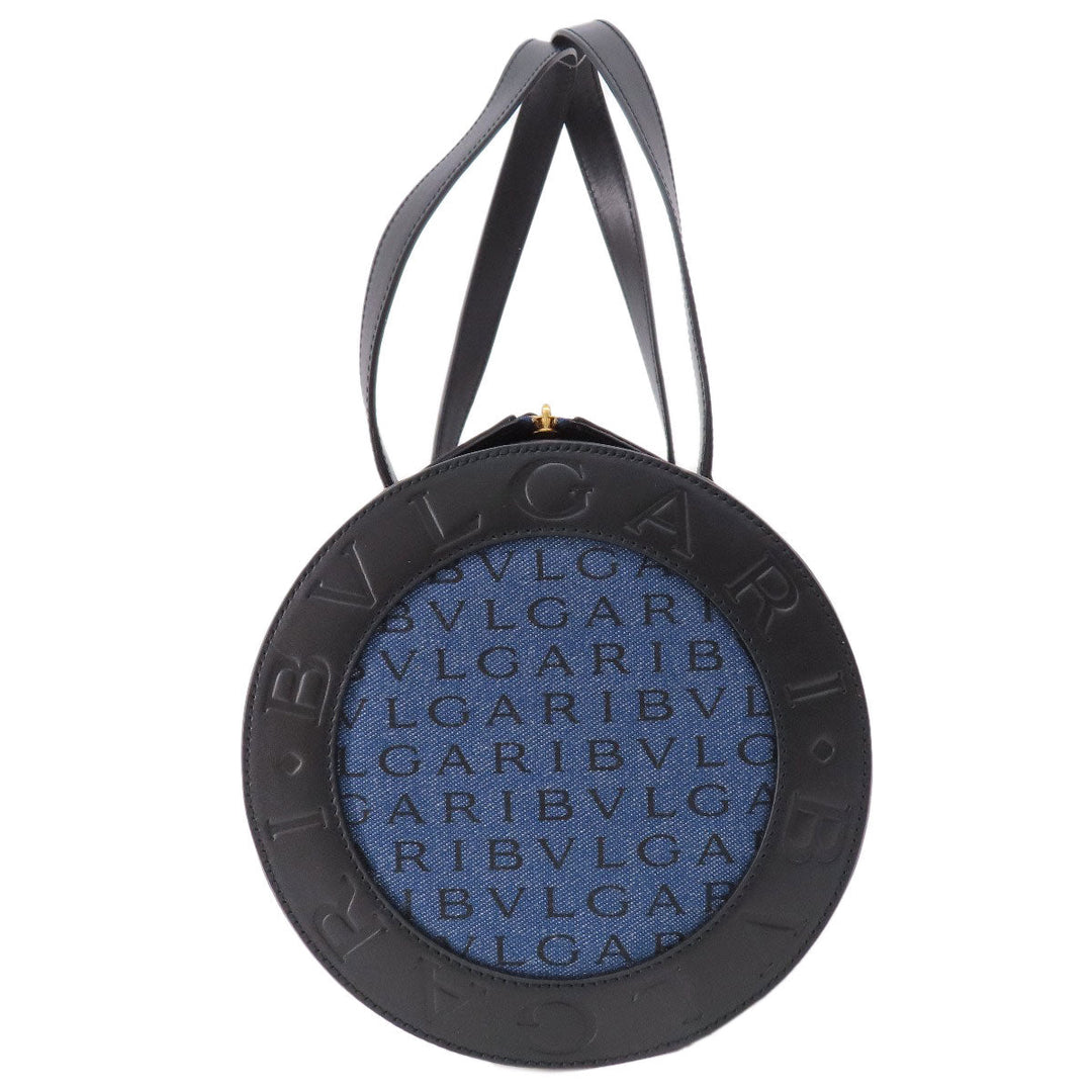 BVLGARI Handbag denim blue Logomania B Zero One Women Used Authentic