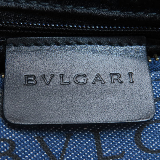 BVLGARI Handbag denim blue Logomania B Zero One Women Used Authentic