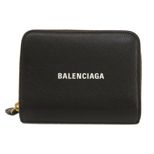 BALENCIAGA Bifold Wallet 650871 leather black logo Women(Unisex) Used Authentic