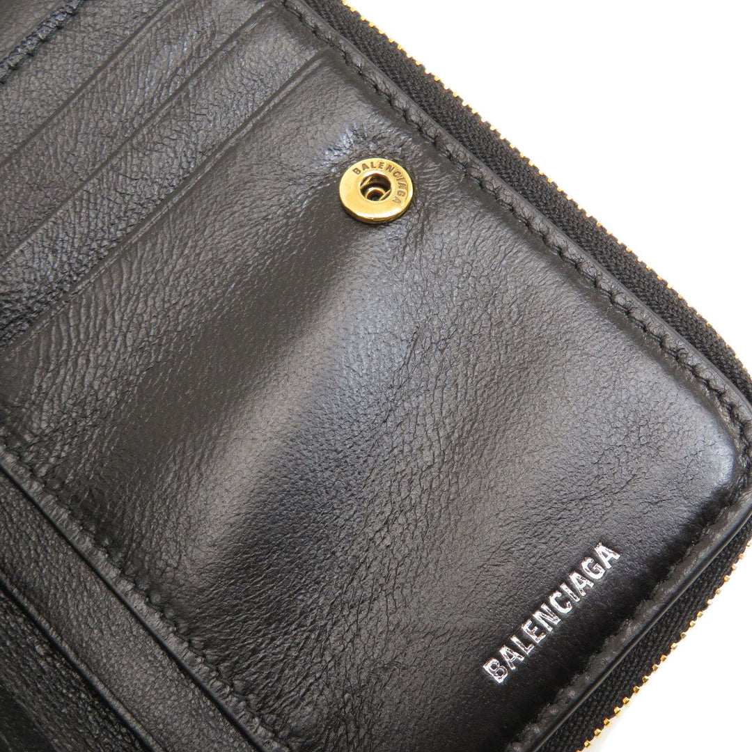 BALENCIAGA Bifold Wallet 650871 leather black logo Women(Unisex) Used Authentic