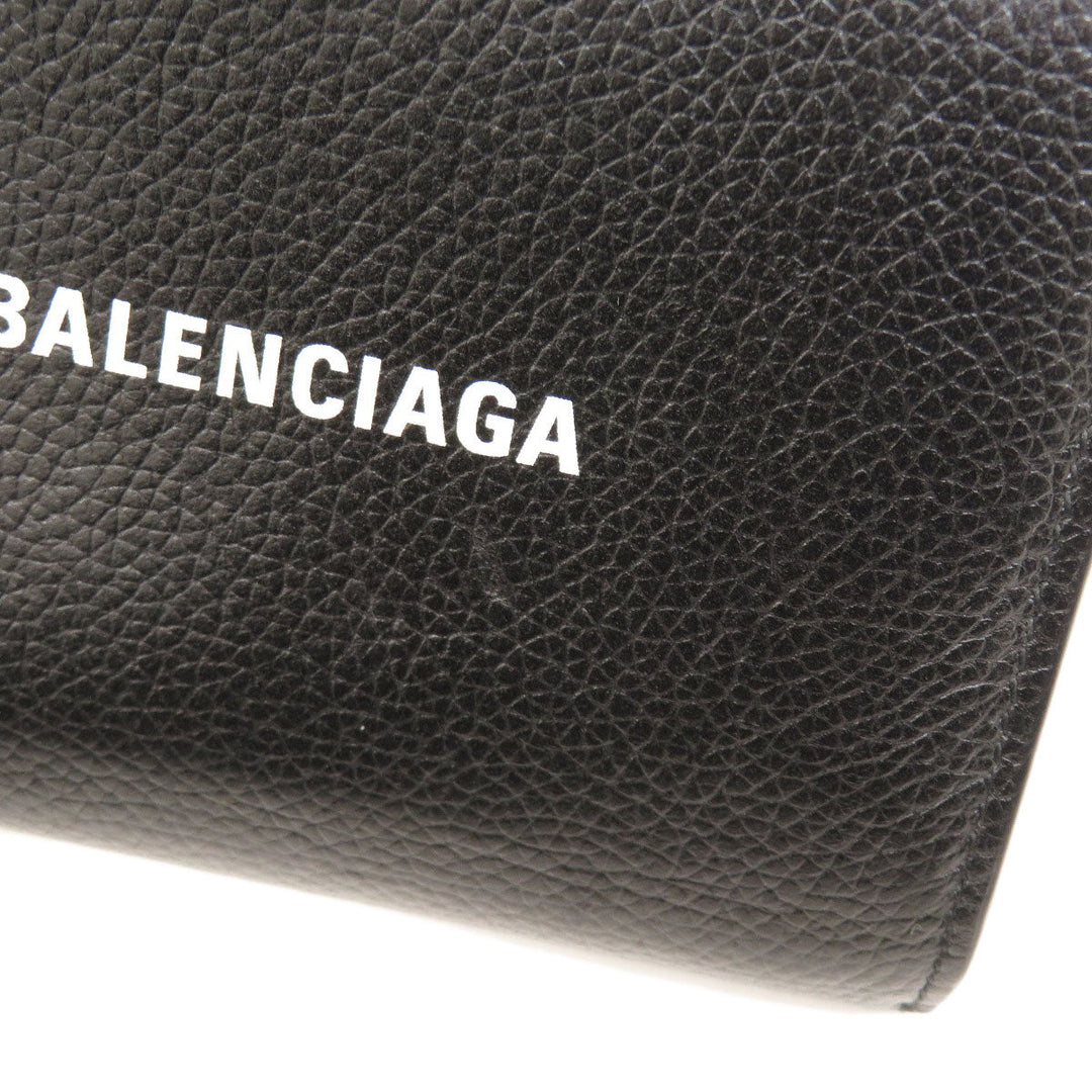 BALENCIAGA Bifold Wallet 650871 leather black logo Women(Unisex) Used Authentic