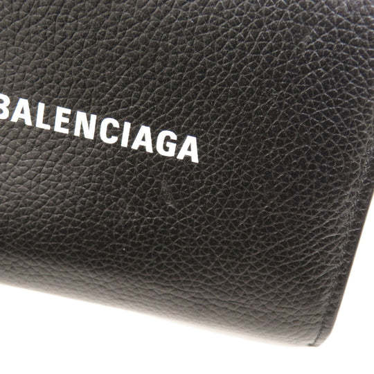 BALENCIAGA Bifold Wallet 650871 leather black logo Women(Unisex) Used Authentic
