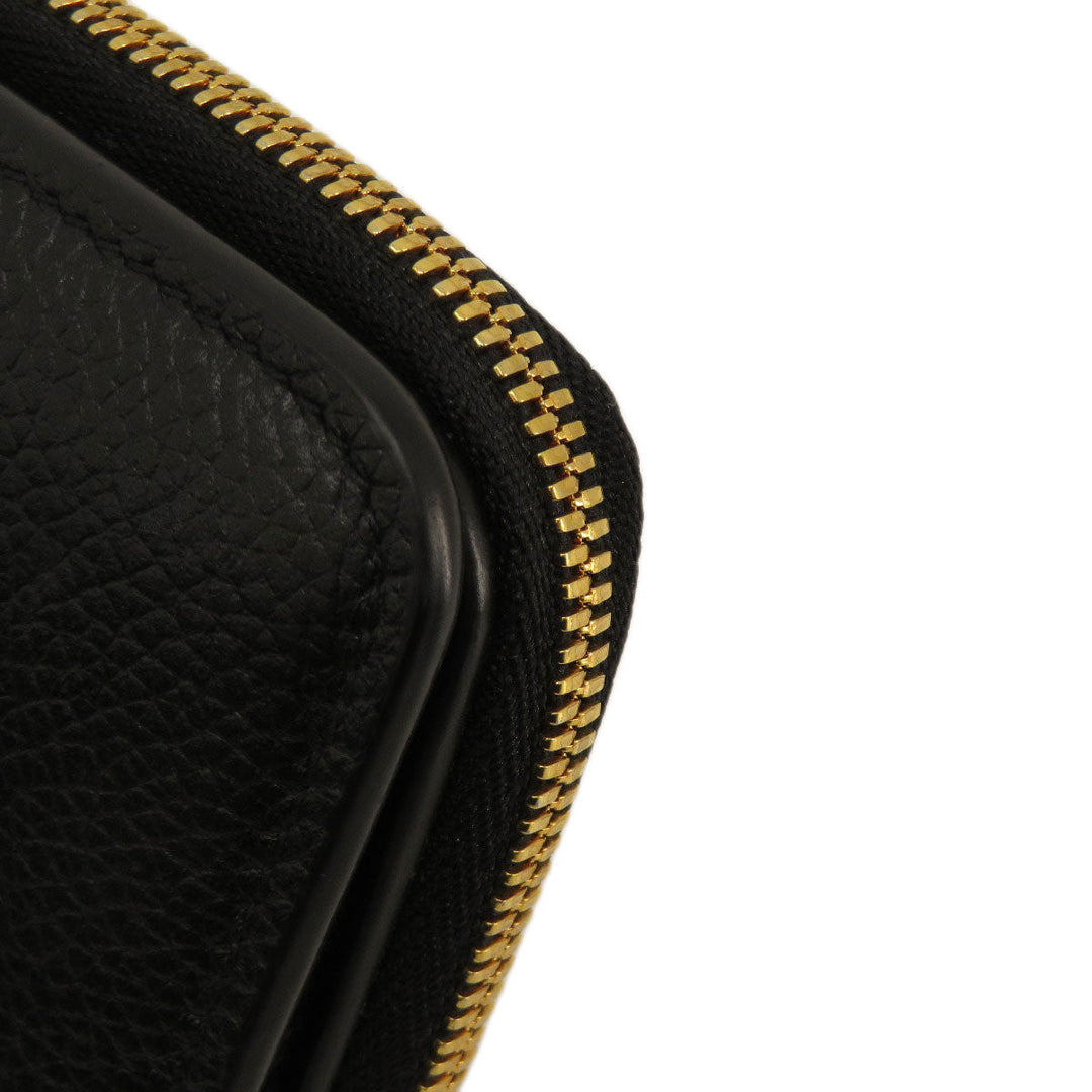 BALENCIAGA Bifold Wallet 650871 leather black logo Women(Unisex) Used Authentic