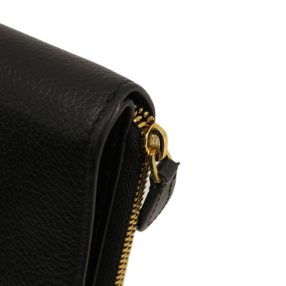 BALENCIAGA Bifold Wallet 650871 leather black logo Women(Unisex) Used Authentic