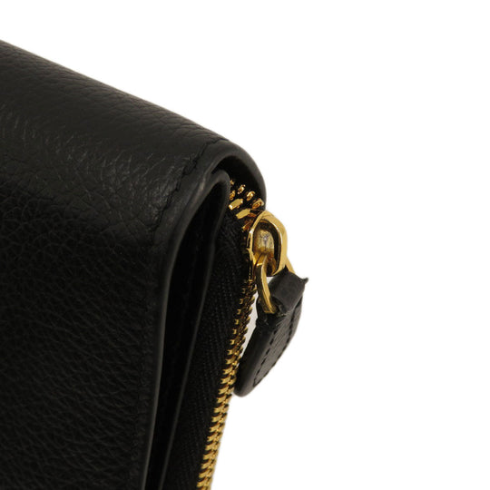 BALENCIAGA Bifold Wallet 650871 leather black logo Women(Unisex) Used Authentic