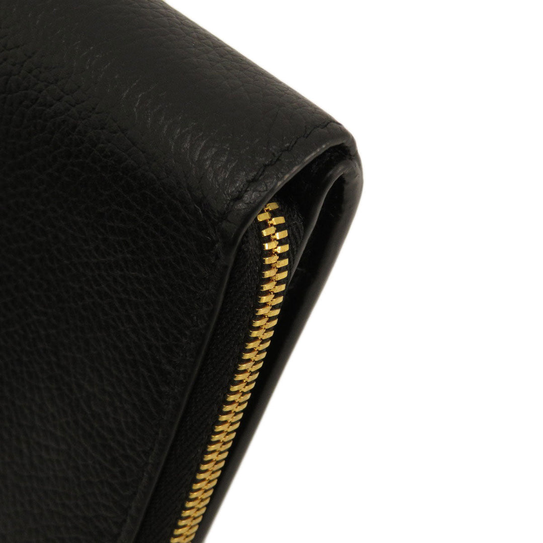 BALENCIAGA Bifold Wallet 650871 leather black logo Women(Unisex) Used Authentic